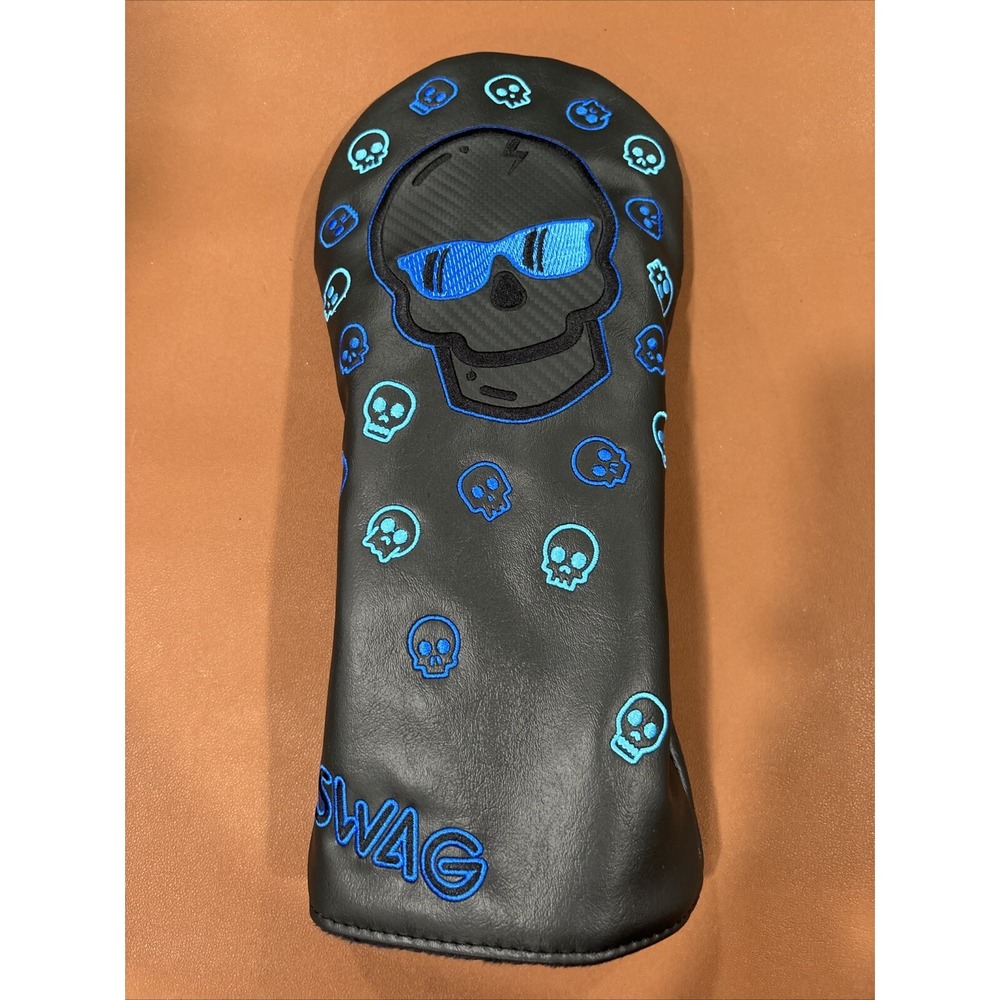 SWAG Golf Rare Blue  Skull Driver Head Cover Noob Black ⛳️ Never Released